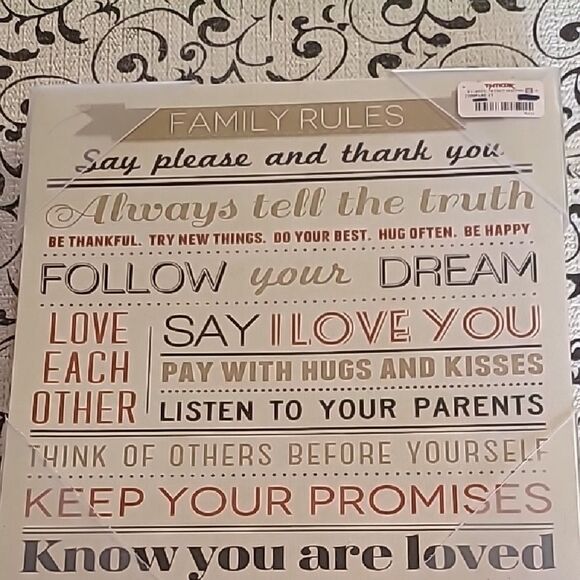 Family Rules Inspirational Wall Art - Picture 1 of 7